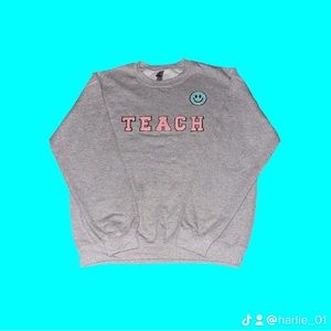 chenille letter womens Teacher sweatshirt